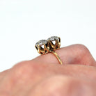 Antique Diamond Cluster Ring - Vintage 14k Yellow Gold Old Cut Genuine .56 ctw Diamond Halo - 1910s Size 4 Engagement Fine Cocktail Jewelry