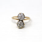 Antique Diamond Cluster Ring - Vintage 14k Yellow Gold Old Cut Genuine .56 ctw Diamond Halo - 1910s Size 4 Engagement Fine Cocktail Jewelry