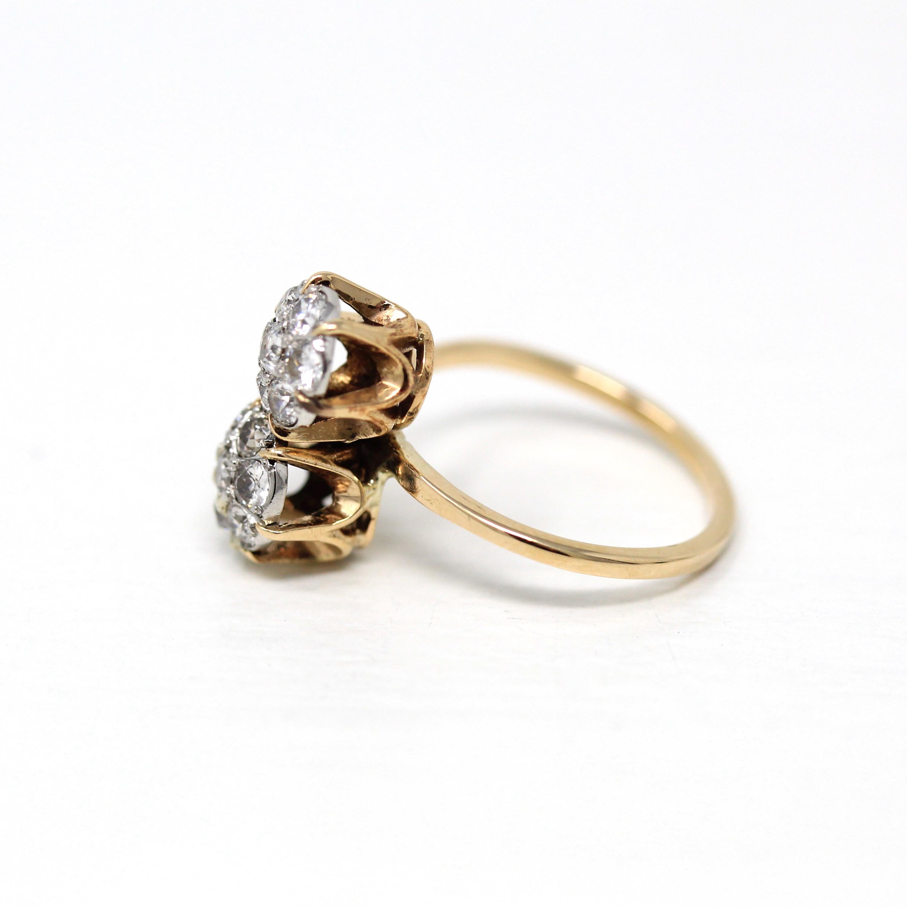 Antique Vintage high quality 14K Yellow Gold Diamond Cluster Ring