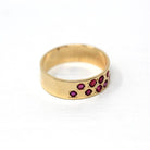 Retro Statement Band - Vintage 14k Yellow Gold & Genuine Round Ruby Gemstone Ring - Size 6.5 1960s Cigar Gem Band Stacking Fine Jewelry