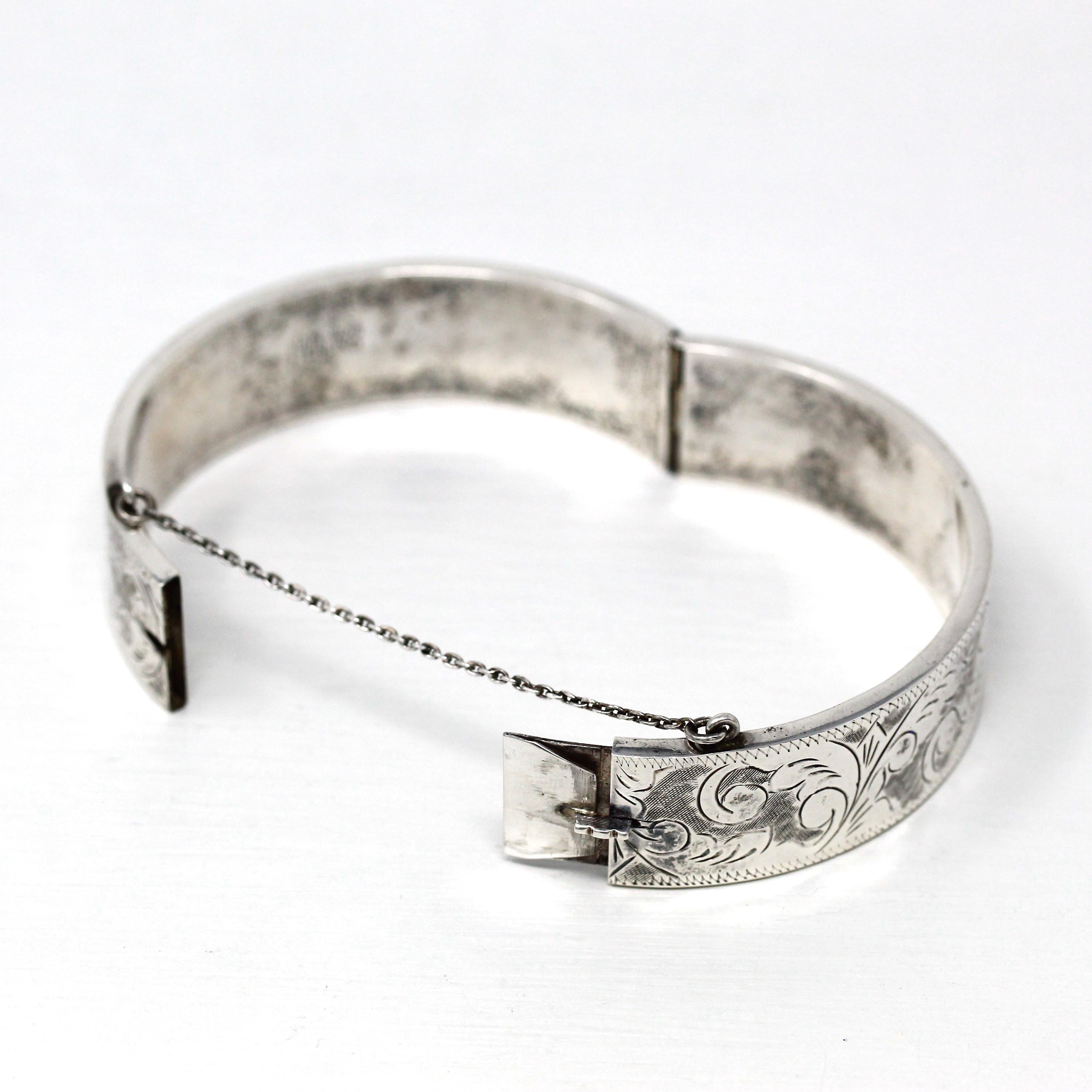 Sterling Silver Bangle - Antiqued buy Floral Design