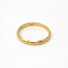 Estate Wedding Band - Vintage 750 18k Yellow Gold Unadorned Simple Plain Ring - Dated "21-07-83" Size 4 3/4 Engraved Letters Fine Jewelry