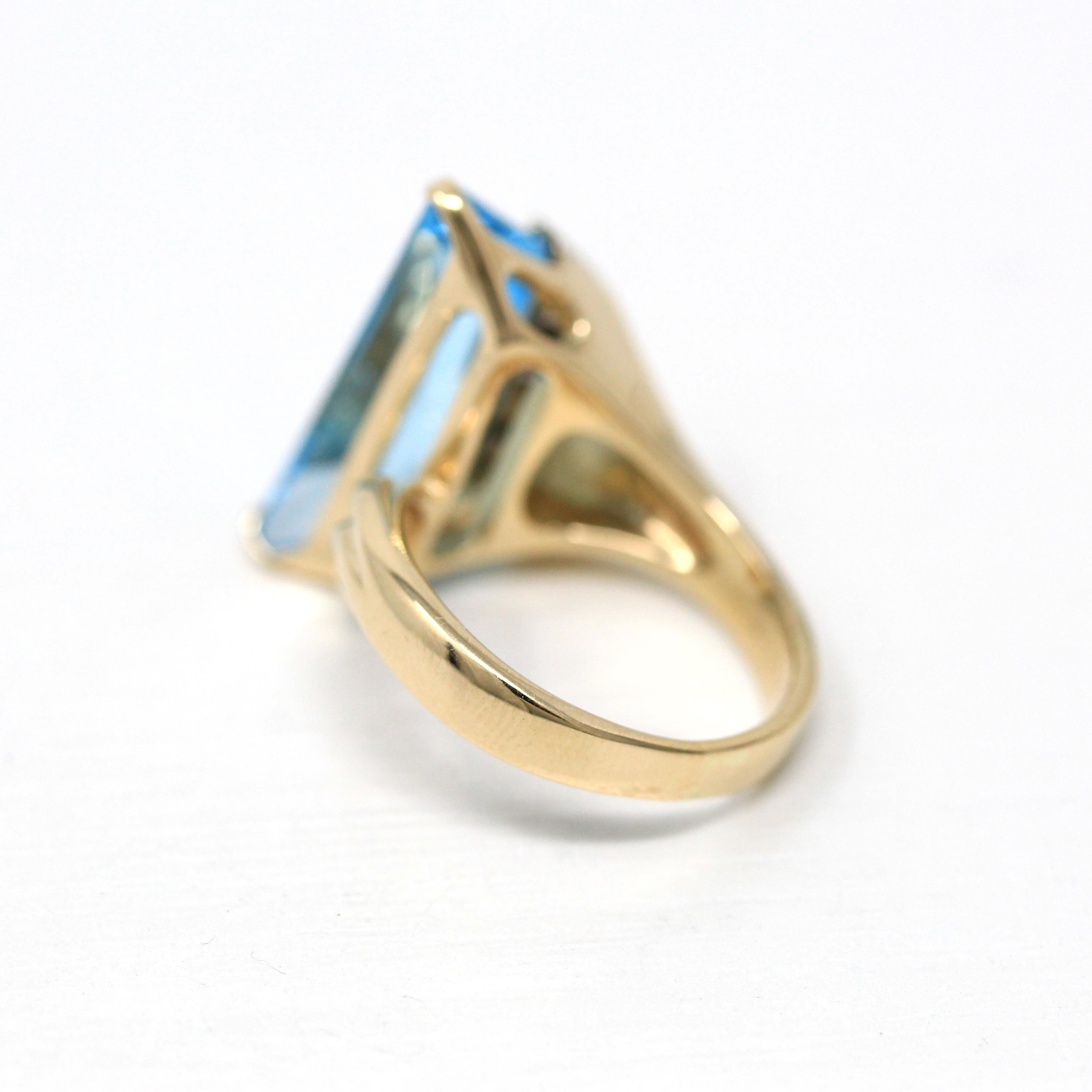 Topaz & Diamond Ring - Estate 14k Yellow Gold Genuine Gem Statement - Modern Circa 1990s Era Size 6 Signed Strell Strellman's Fine Jewelry