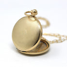 Large Antique Locket - Victorian Gold Filled Pocket Watch Engine Turned Pendant Necklace Fob - Circa 1890s Era Keepsake Photograph Jewelry