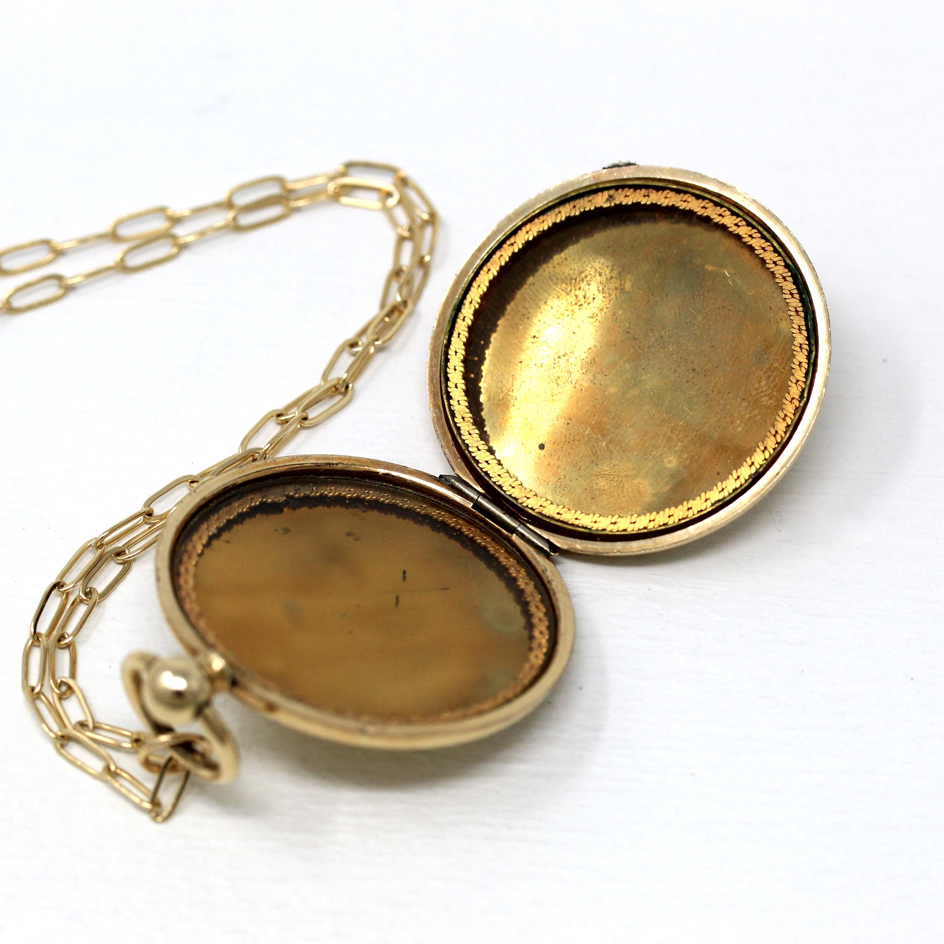 Large Antique Locket Victorian Gold Filled Pocket Watch Engine Turne MJV