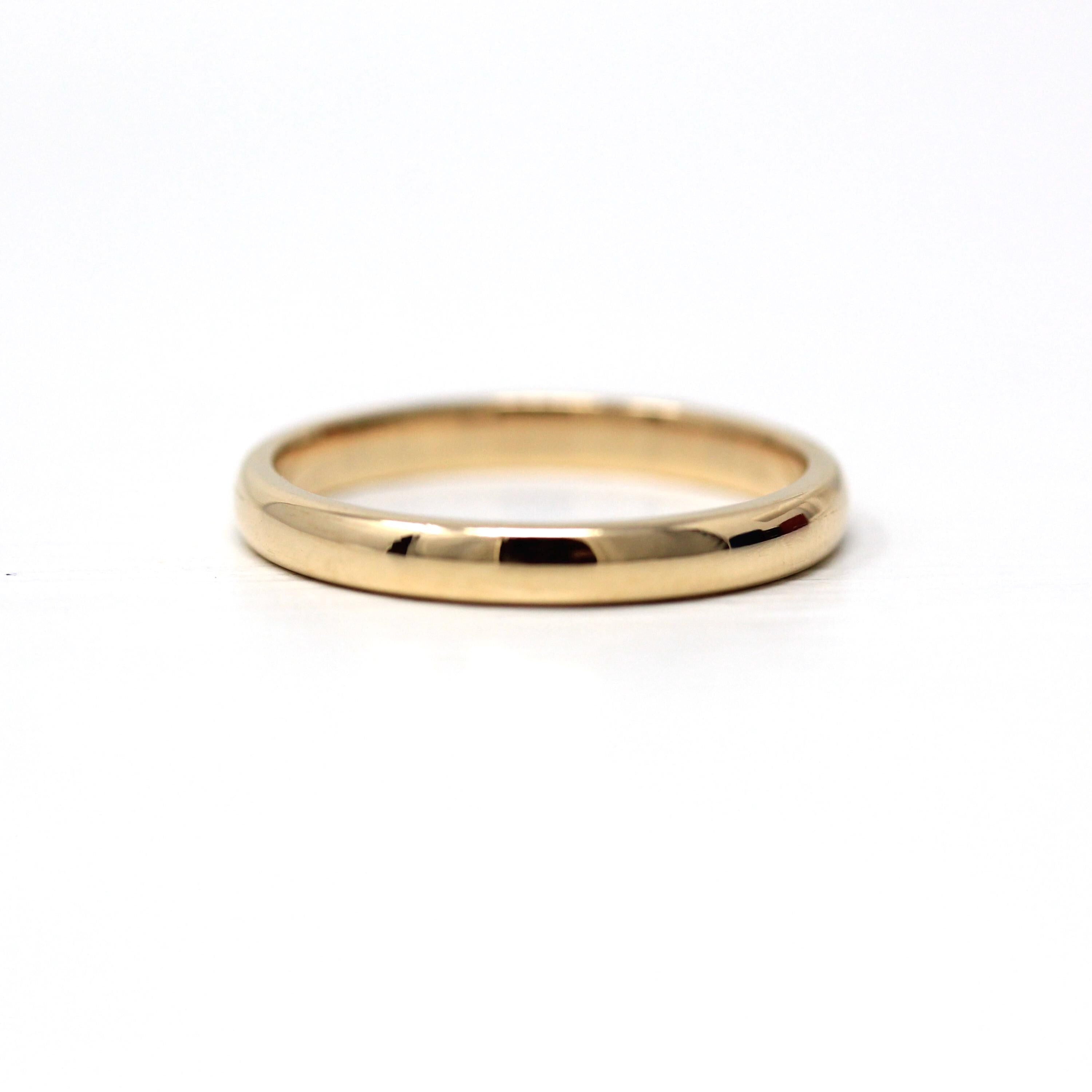 Gold Ring Band - Edwardian Era 14k Yellow Gold Unadorned Plain JR Wood Stacking - Circa 1910s Size 8 Wedding Ring Unisex Fine Jewelry