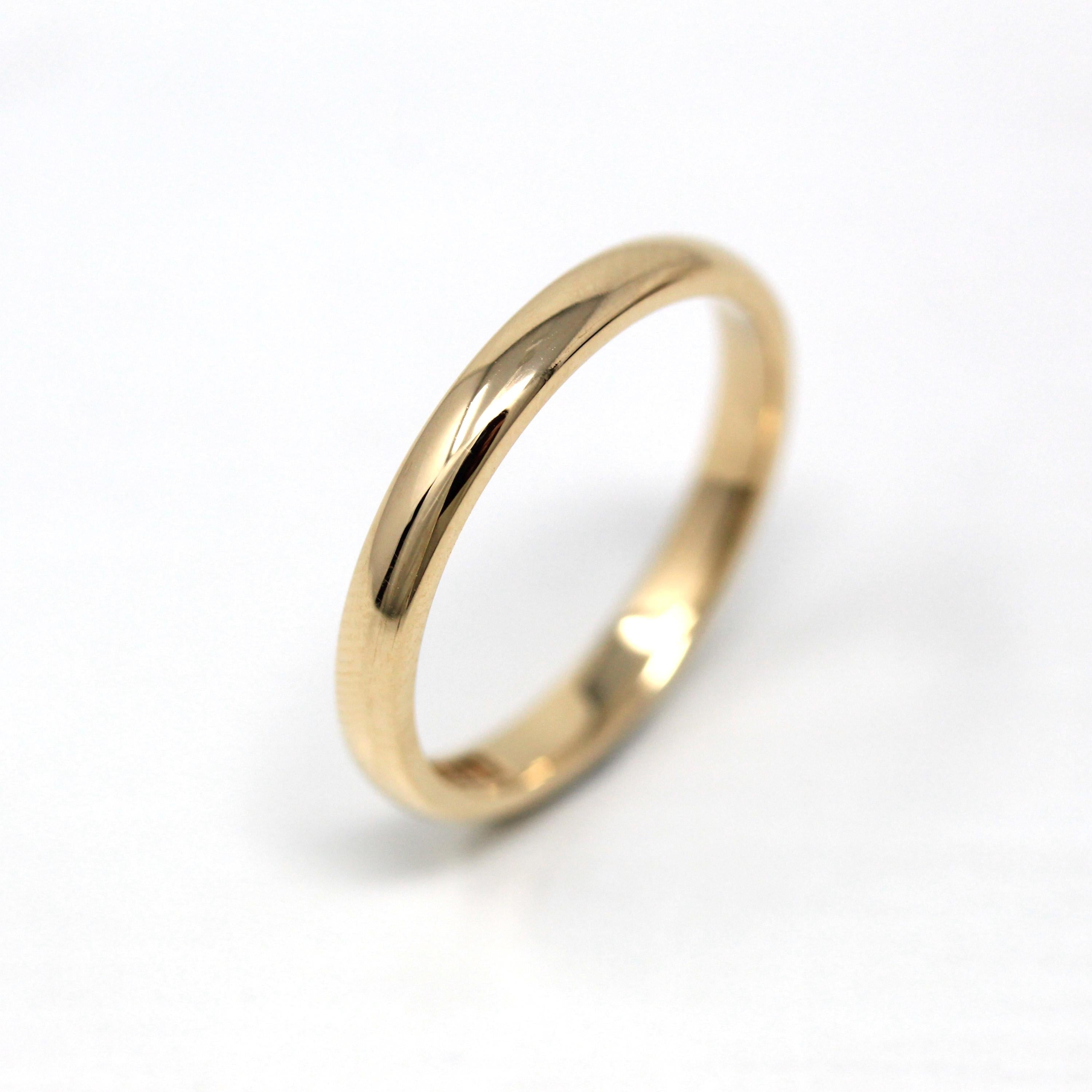 Gold Ring Band - Edwardian Era 14k Yellow Gold Unadorned Plain JR Wood Stacking - Circa 1910s Size 8 Wedding Ring Unisex Fine Jewelry