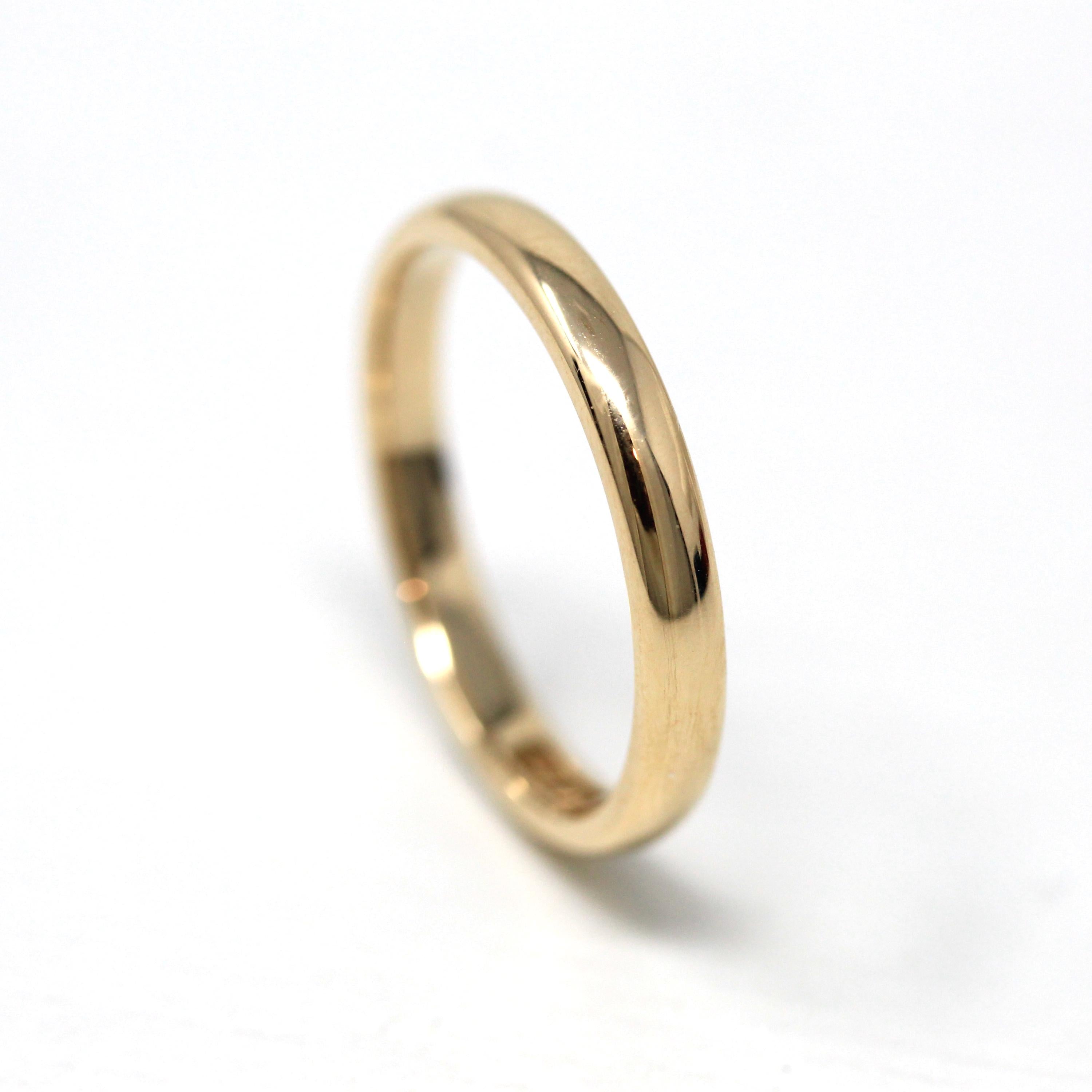 Gold Ring Band - Edwardian Era 14k Yellow Gold Unadorned Plain JR Wood Stacking - Circa 1910s Size 8 Wedding Ring Unisex Fine Jewelry