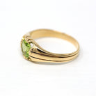 Genuine Peridot Ring - Edwardian 18k Yellow Gold 1.24 CT Green Gemstone - Antique Circa 1910s Era Size 10 1/4 August Birthstone Fine Jewelry