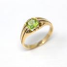 Genuine Peridot Ring - Edwardian 18k Yellow Gold 1.24 CT Green Gemstone - Antique Circa 1910s Era Size 10 1/4 August Birthstone Fine Jewelry