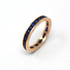 Genuine Sapphire Band - Estate 14k Rose Gold 2.03 CTW Gemstones Eternity Ring - Modern Size 6 1/4 Wedding Anniversary Fine Stacking Jewelry