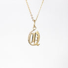 Letter "Q" Charm - Art Deco 10k & 14k Gold Initial Old English Style Pendant Necklace - Vintage Circa 1930s Ostby Barton Fine Jewelry