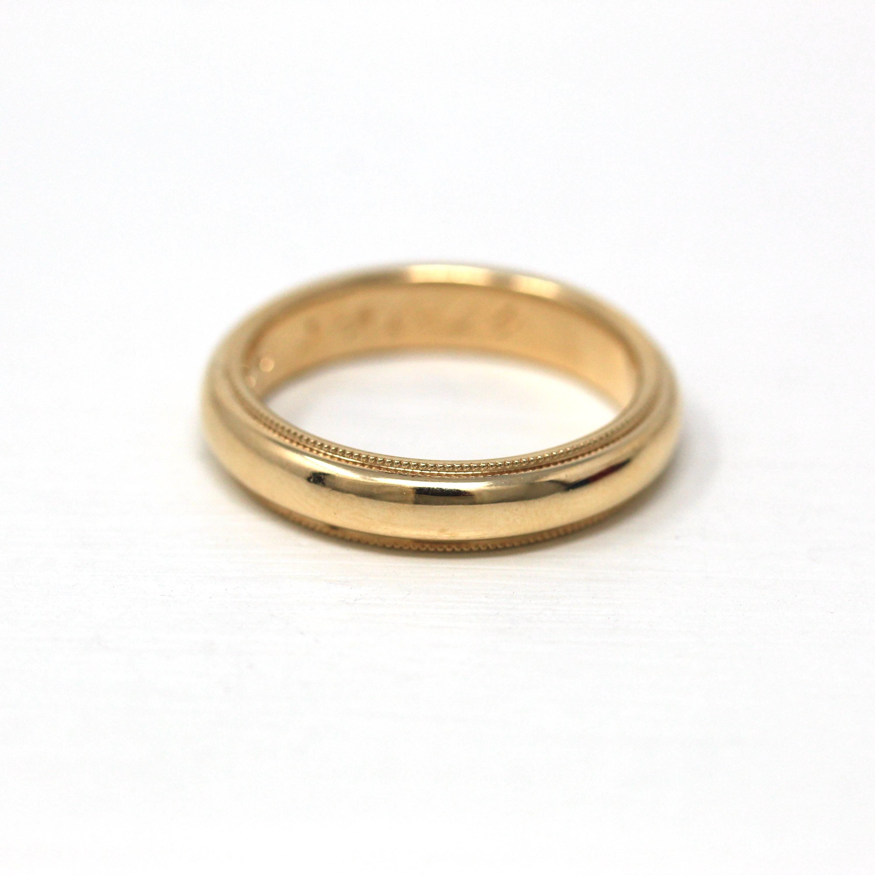 Dated 1964 Band - Retro 14k Yellow Gold Engraved "M.A.A. to R.J.G. 9-24-64" Ring - Vintage Size 10 Statement Fine Milgrain Wedding Jewelry