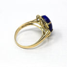 Lapis Lazuli Ring - Estate 14k Yellow Gold Genuine Cabochon Cut 3.76 CT Blue Gold Gem - 1990s Size 7 1/4 Statement Fine Open Metal Jewelry