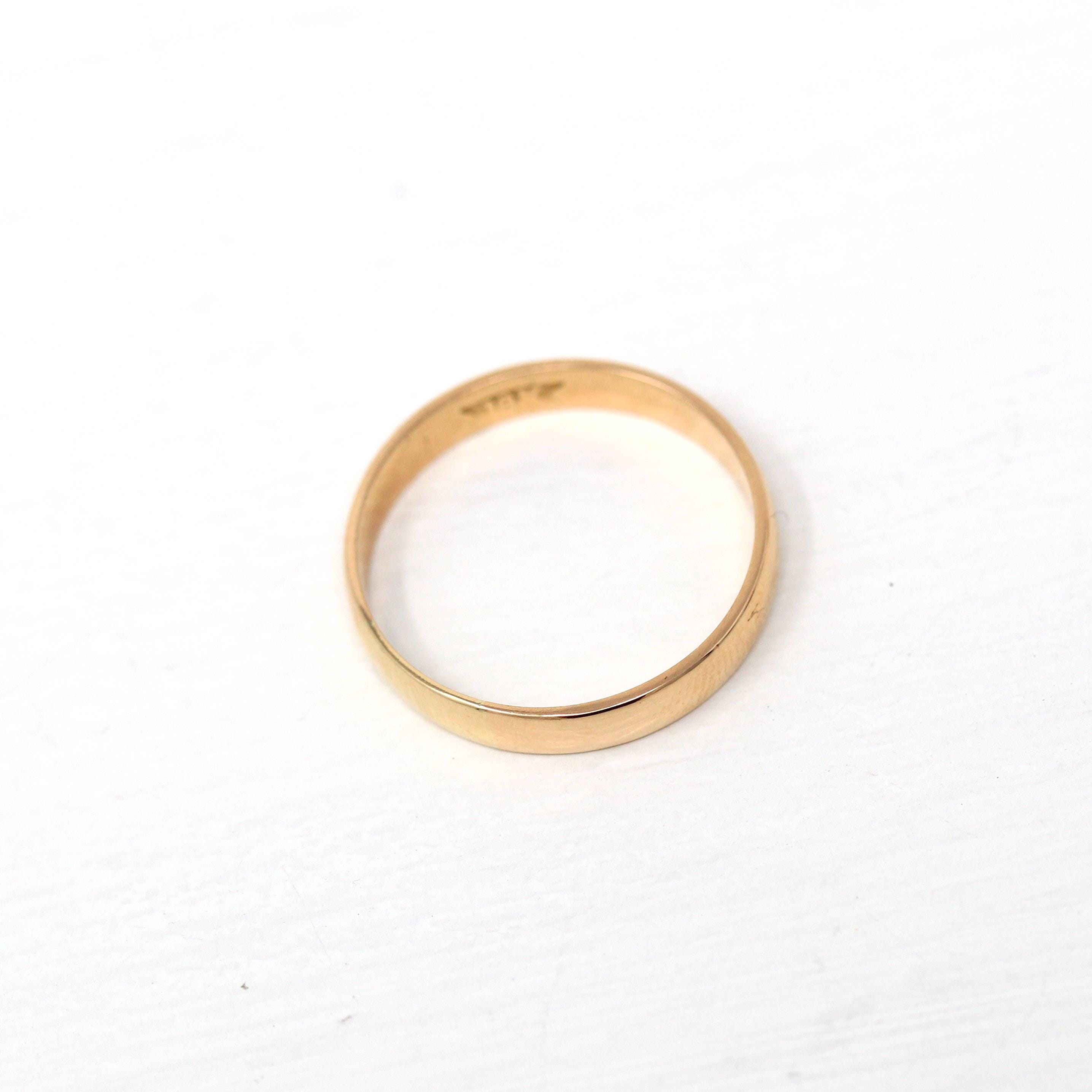 Antique Wedding Band - Edwardian 18k Rosy Yellow Gold Unadorned Plain Simple Classic - Circa 1900s Size 10 1/4 Stacking Unisex Fine Jewelry