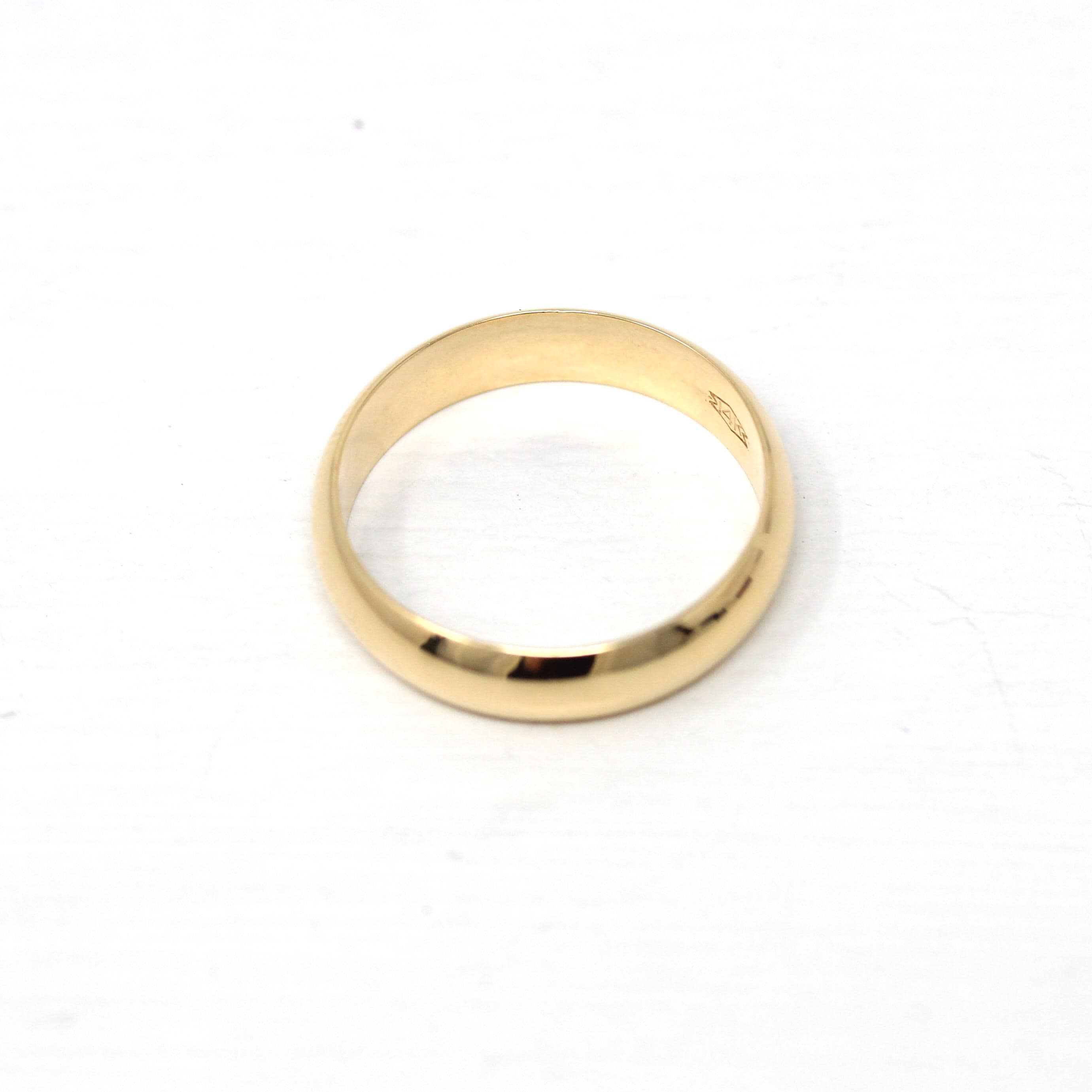 Antique Wedding Band - Edwardian 14k Yellow Gold Unadorned 5 mm Men's Ring - Vintage Early 1900s Size 9 3/4 Unisex Wedding Statement Jewelry