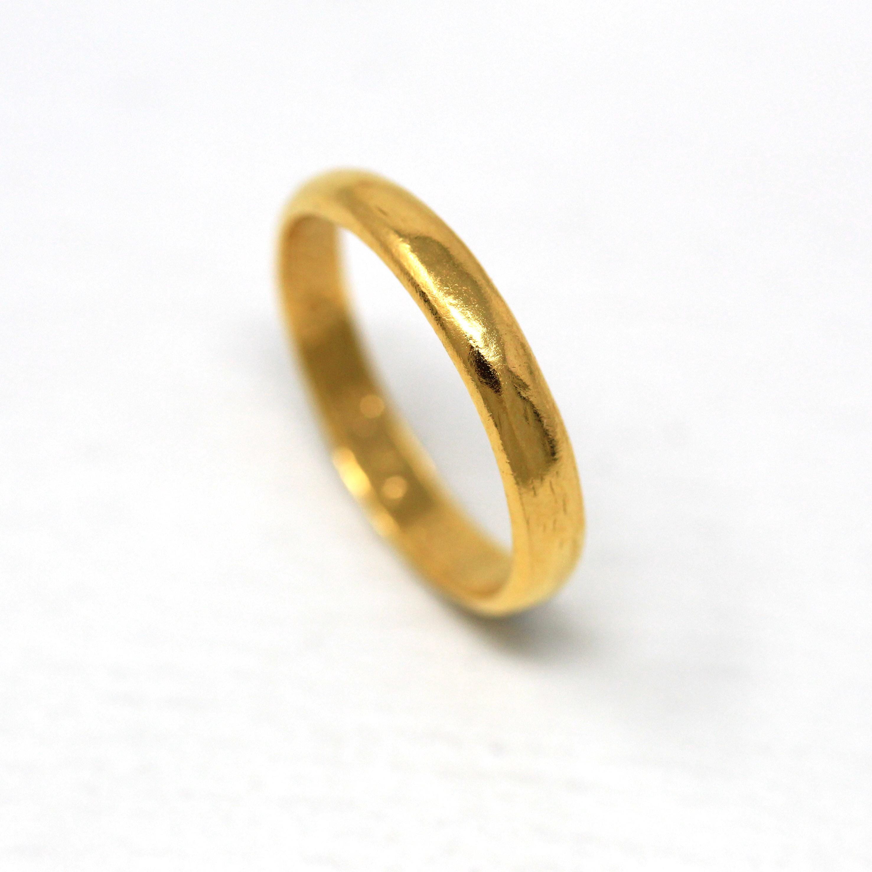 Vintage 24k Gold Band - Retro Dated High Karat Yellow Gold Unadorned Ring - Vintage 1940s Era Size 5 1/2 Unisex Wedding Fine 3 mm Jewelry