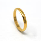 Vintage 24k Gold Band - Retro Dated High Karat Yellow Gold Unadorned Ring - Vintage 1940s Era Size 9 1/4 Unisex Wedding Fine 3 mm Jewelry