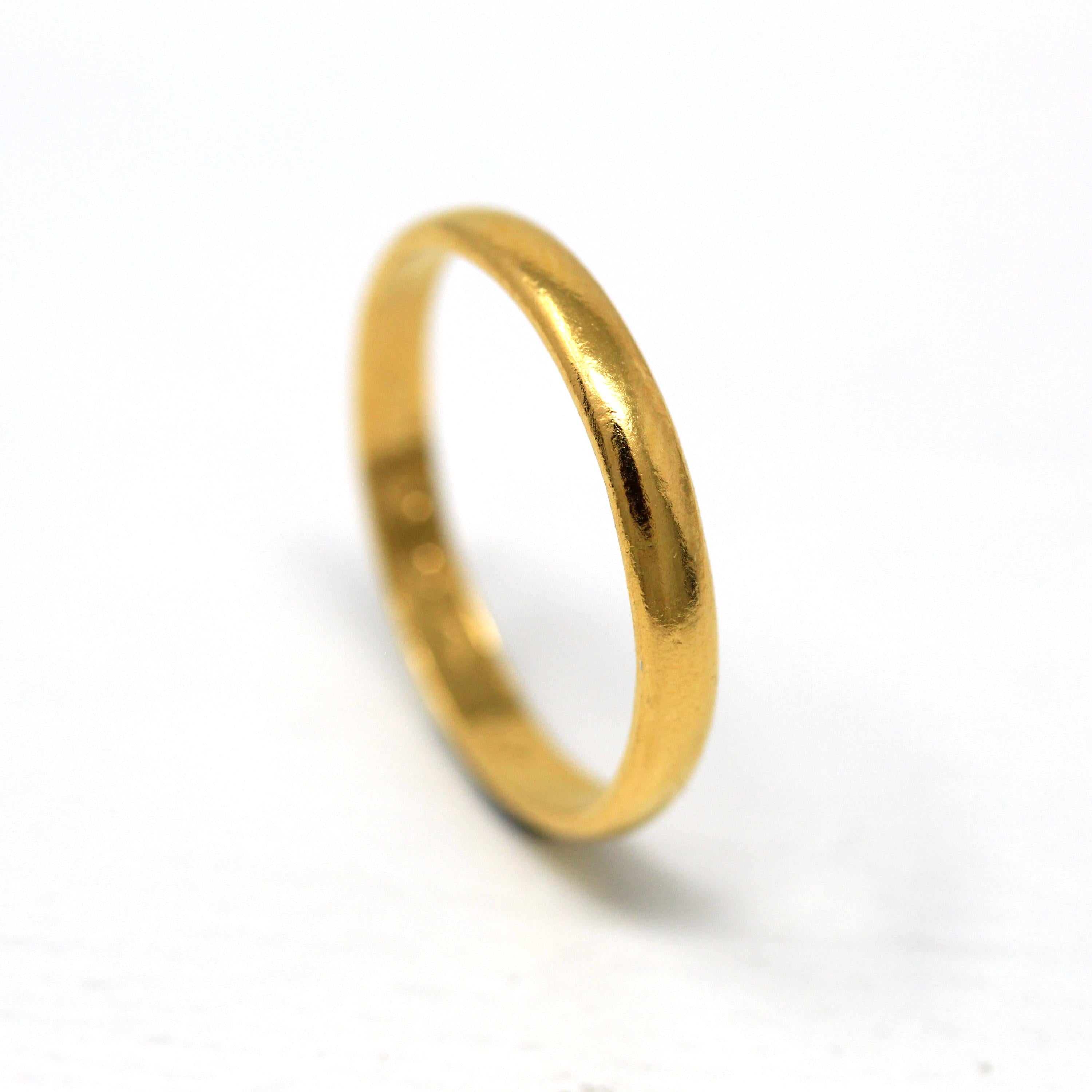 Vintage 24k Gold Band - Retro Dated High Karat Yellow Gold Unadorned Ring - Vintage 1940s Era Size 9 1/4 Unisex Wedding Fine 3 mm Jewelry