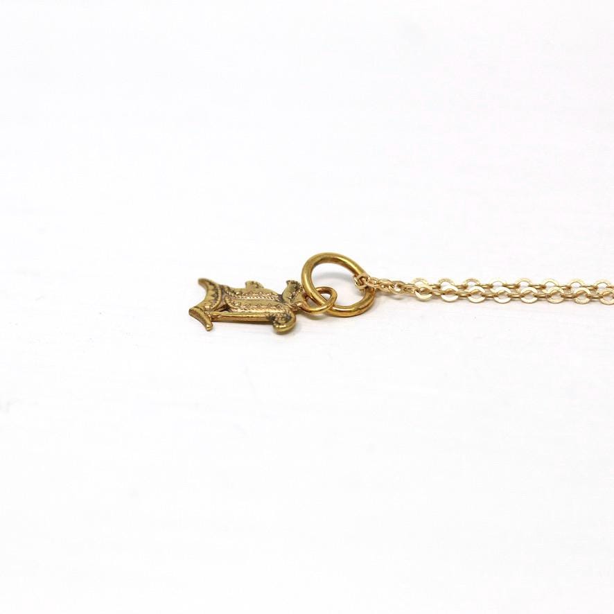 Letter "L" Charm - Art Deco Gold Filled Initial Old English Style Pendant Necklace - Vintage Circa 1930s Era Personalized 30s Jewelry