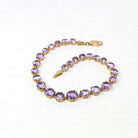 Genuine Amethyst Bracelet - Estate 14k Yellow Gold Purple Round Cut Graduated Gemstones - Circa 2000s Tennis Style Fine 7.5 inches Jewelry