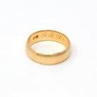 Dated 1870 Band - Victorian 18k Yellow Gold Engraved "G.I.F. to L.E.M. Sept. 7" 1870." Ring - Antique Size 5 Unisex Wedding Fine Jewelry