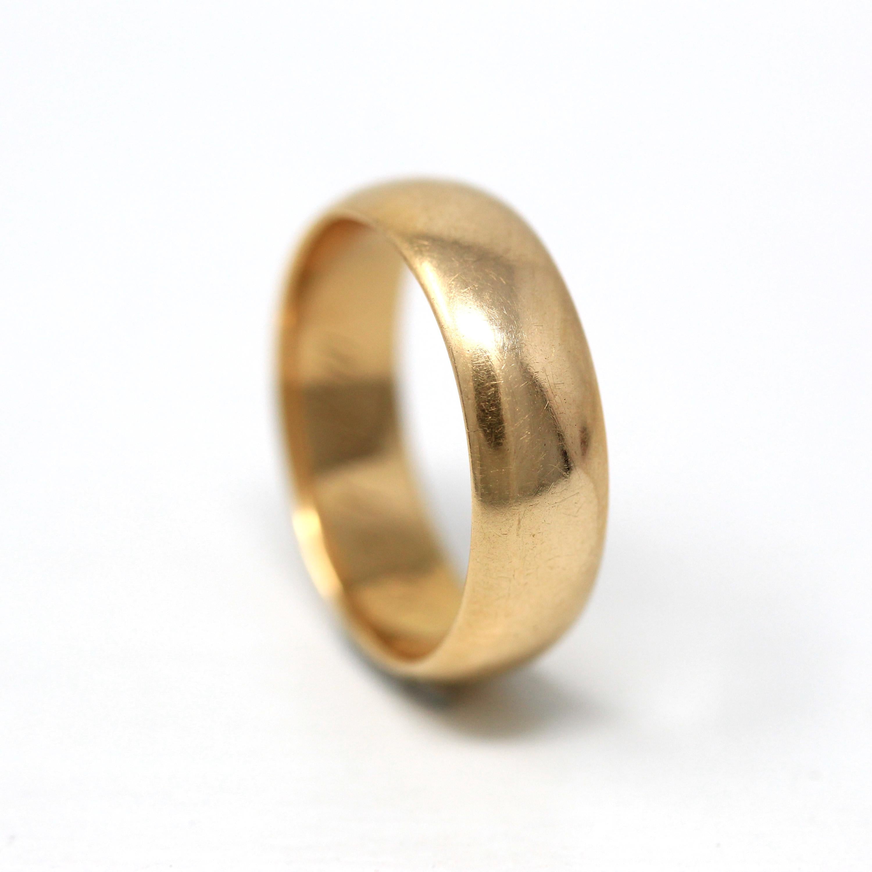 Dated 1870 Band - Victorian 18k Yellow Gold Engraved "G.I.F. to L.E.M. Sept. 7" 1870." Ring - Antique Size 5 Unisex Wedding Fine Jewelry