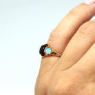 Garnet & Opal Ring - Edwardian 18k Yellow Gold Genuine Gemstones - Antique Circa 1900s Era Size 4 1/2 October Birthstone Fine Jewelry