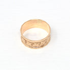 Antique Cigar Band - Victorian 14k Rose Gold Engraved Designs Ivy Leaf Ring - Circa 1890s Era Size 7 1/4 Symbolic Nature Fine Jewelry