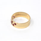 Retro Statement Band - Vintage 14k Yellow Gold & Genuine Round Ruby Gemstone Ring - Size 6.5 1960s Cigar Gem Band Stacking Fine Jewelry