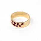 Retro Statement Band - Vintage 14k Yellow Gold & Genuine Round Ruby Gemstone Ring - Size 6.5 1960s Cigar Gem Band Stacking Fine Jewelry