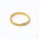 Estate Wedding Band - Vintage 750 18k Yellow Gold Unadorned Simple Plain Ring - Dated "21-07-83" Size 4 3/4 Engraved Letters Fine Jewelry