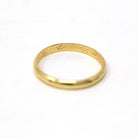 Estate Wedding Band - Vintage 750 18k Yellow Gold Unadorned Simple Plain Ring - Dated "21-07-83" Size 4 3/4 Engraved Letters Fine Jewelry