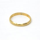 Estate Wedding Band - Vintage 750 18k Yellow Gold Unadorned Simple Plain Ring - Dated "21-07-83" Size 4 3/4 Engraved Letters Fine Jewelry