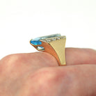 Topaz & Diamond Ring - Estate 14k Yellow Gold Genuine Gem Statement - Modern Circa 1990s Era Size 6 Signed Strell Strellman's Fine Jewelry