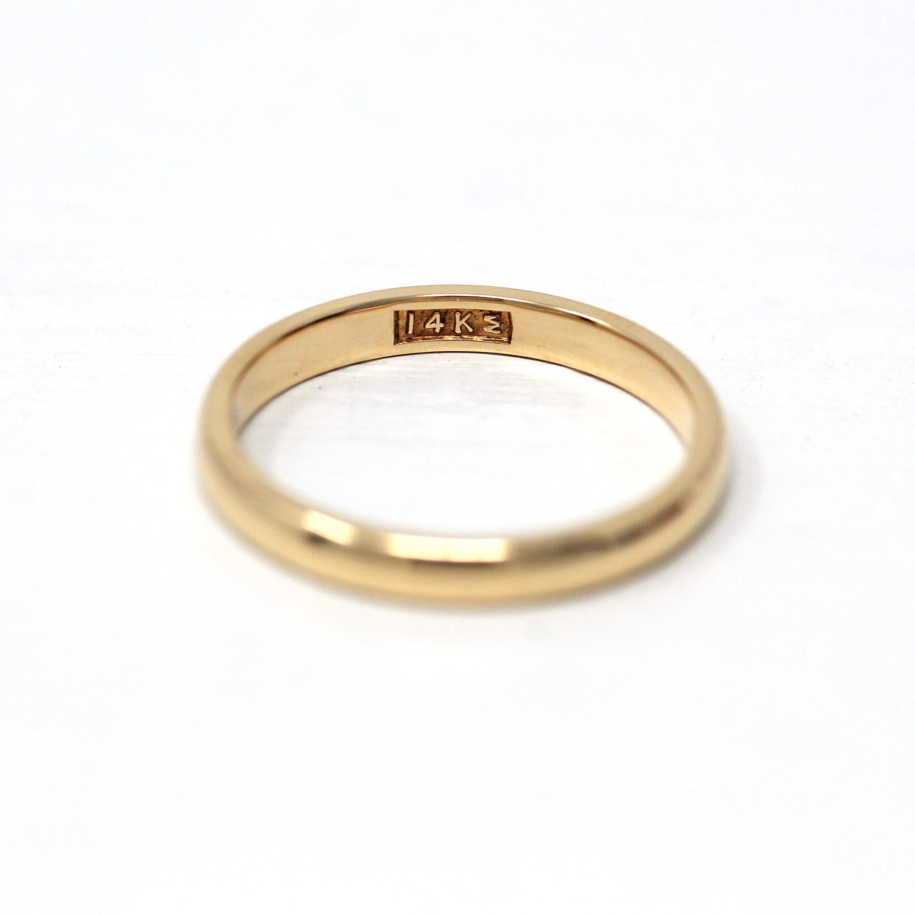 Gold Ring Band - Edwardian Era 14k Yellow Gold Unadorned Plain JR Wood Stacking - Circa 1910s Size 8 Wedding Ring Unisex Fine Jewelry