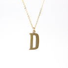 Letter "D" Charm - Modern 10k Yellow Gold Figural Initial Pendant Necklace - Estate Circa 2000s Era Personalized Statement Fine Y2K Jewelry