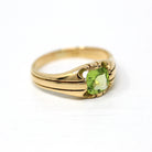 Genuine Peridot Ring - Edwardian 18k Yellow Gold 1.24 CT Green Gemstone - Antique Circa 1910s Era Size 10 1/4 August Birthstone Fine Jewelry