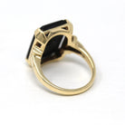 Genuine Onyx Ring - Retro 10k Yellow Gold Black Emerald Cut Gemstone - Vintage Circa 1940s Era Size 7 Diamond Gem Statement Fine Jewelry