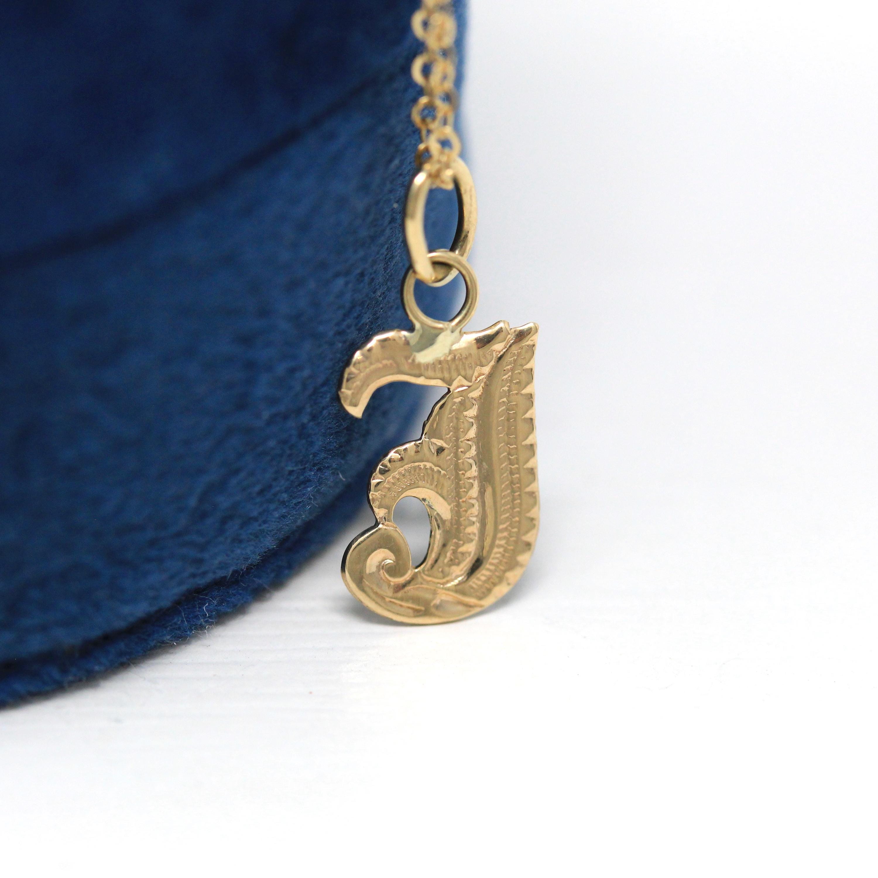 Letter "I" Charm - Art Deco 10k & 14k Gold Initial Old English Style Pendant Necklace - Vintage Circa 1930s Ostby Barton Fine Jewelry