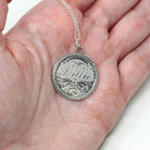 Antique Love Token - Victorian Era .900 Silver Engraved Name Lillie Pendant Necklace - Dated 1876 Liberty Seated Quarter Currency Jewelry