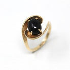 Vintage Onyx Ring - Retro 10k Yellow Gold Black Gemstone Cabochon Bypass - Vintage Circa 1970s New Old Stock Size 5 1/4 Fine Jewelry