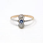 Antique Edwardian Ring - Vintage 18k Gold & Platinum Old European Cut Diamonds Genuine Blue Sapphire - 1910s Size 10.5 Fine Jewelry Report