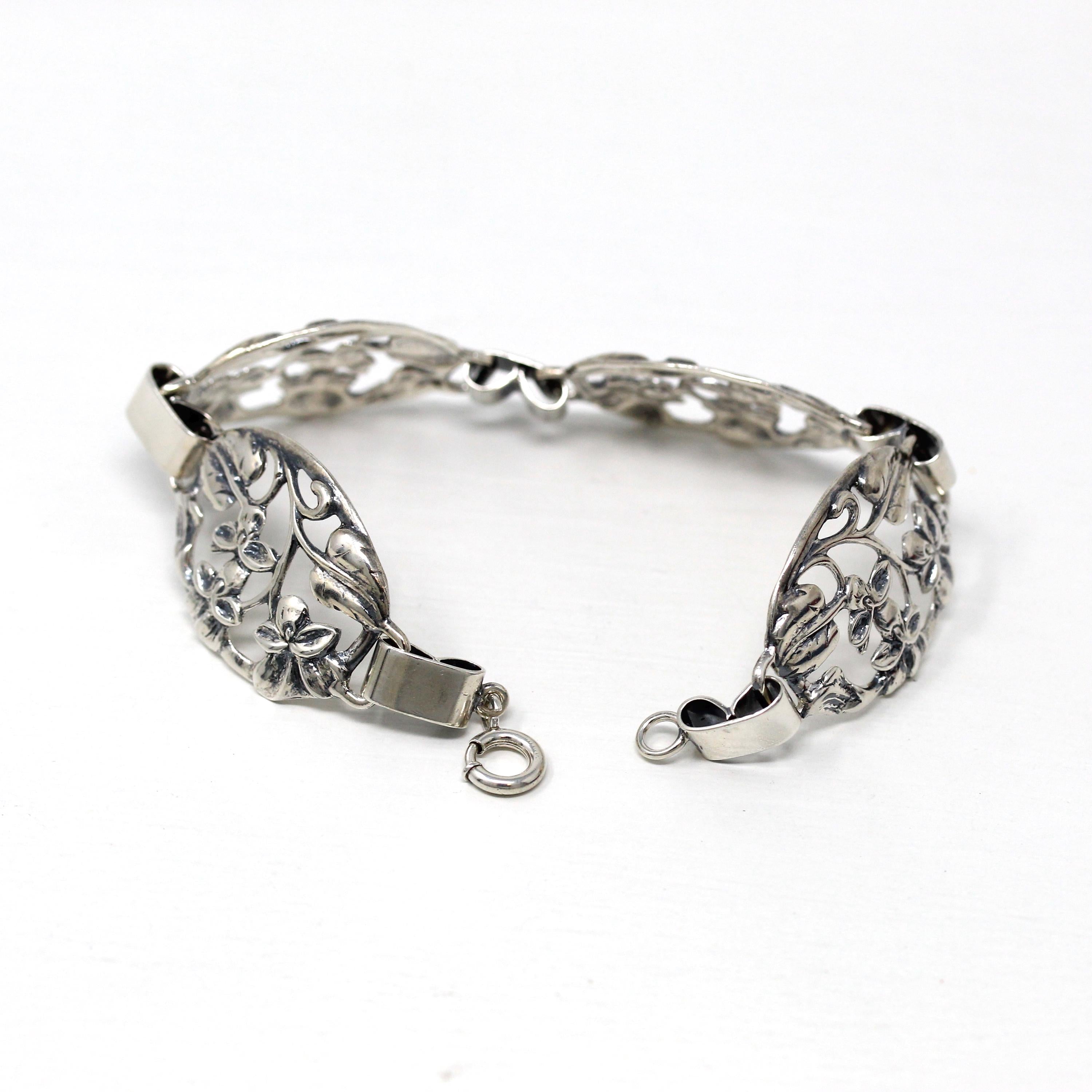 Vintage Sterling Silver R. FELTMAN hot Flower Bracelet