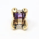 Genuine Ametrine Ring - Estate 14k Yellow & White Gold Purple Yellow 5.37 CT Gem - Estate Circa 2000's Era Bi-Color Fine Statement Jewelry