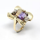 Genuine Ametrine Ring - Estate 14k Yellow & White Gold Purple Yellow 5.37 CT Gem - Estate Circa 2000's Era Bi-Color Fine Statement Jewelry