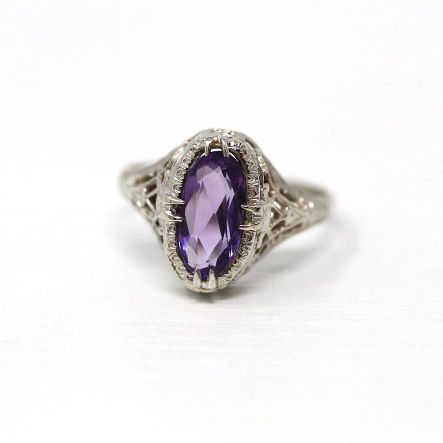 10K Vintage filigree amethyst ring sz hotsell 6