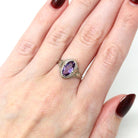 Vintage Amethyst Ring - Art Deco 14k White Gold 1.13 CT Gemstone Flower Filigree - Circa 1930s Era Size 6 3/4 February Fine 30s Jewelry