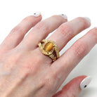 Tiger's Eye Ring - Retro 10k Yellow Gold Genuine Brown Gemstone Statement - Vintage Circa 1970s Era Size 9 New Old Stock Fine 70s Jewelry