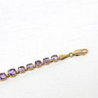 Genuine Amethyst Bracelet - Estate 14k Yellow Gold Purple Round Cut Graduated Gemstones - Circa 2000s Tennis Style Fine 7.5 inches Jewelry